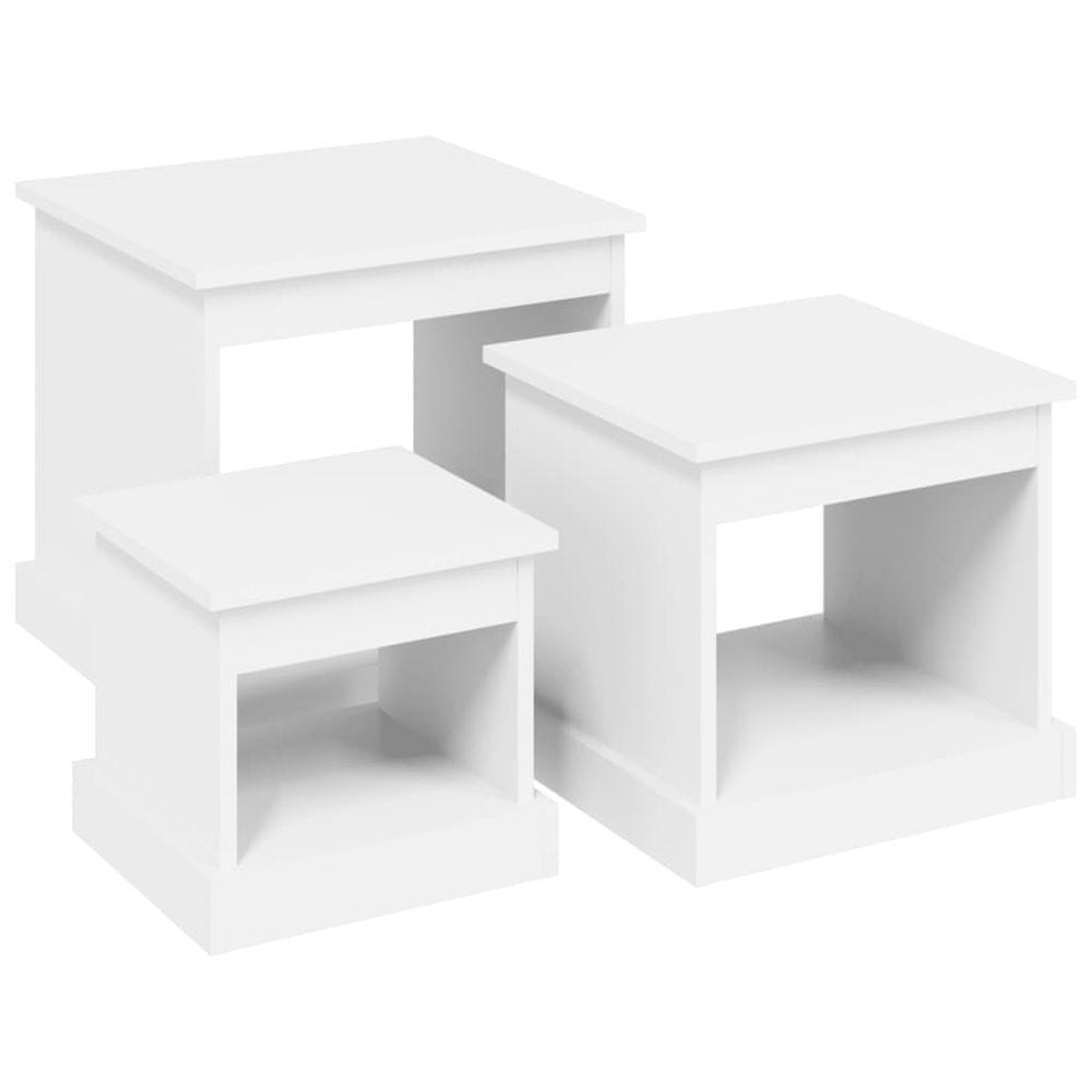 Vidaxl Konferenčné stolíky 3 ks, biele, kompozitné drevo